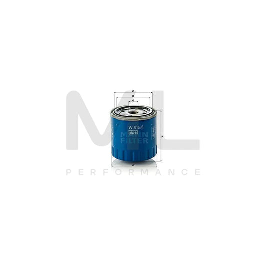 MANN-FILTER W 815/3 Oil Filter Spin-on Filter, with one anti-return valve | ML Performance Car Parts