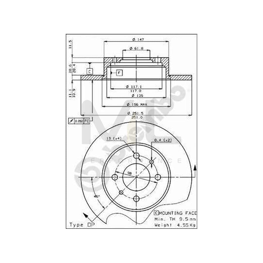 BREMBO 08.3449.10 Brake Disc Solid, with bolts/screws | ML Performance Car Parts