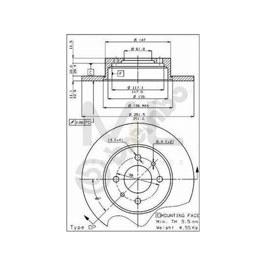 BREMBO 08.3449.10 Brake Disc Solid, with bolts/screws | ML Performance Car Parts