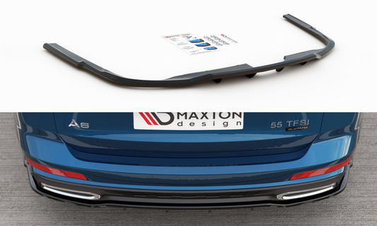 Maxton Design AU-A6-C8-SLINE-RD1T+RD2T Central Rear Splitter (with vertical bars) Audi A6 S-Line C8 Avant | ML Performance UK Car Parts