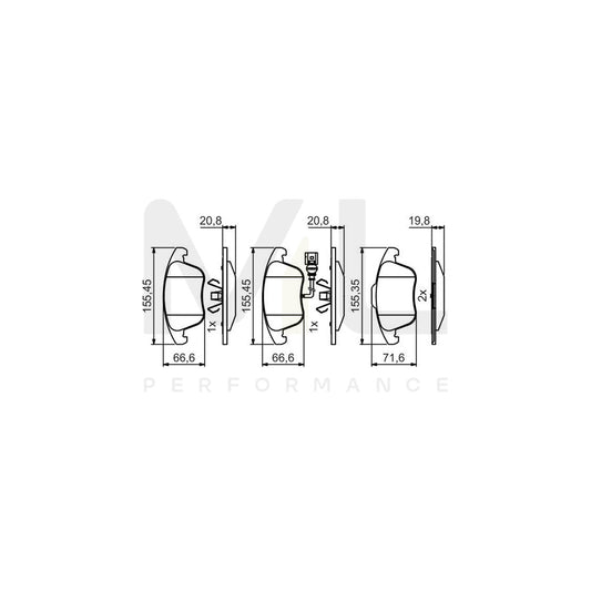 Bosch 0986495464 Brake Pad Set With Integrated Wear Sensor BP2096 | ML Performance Car Parts