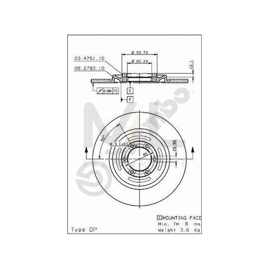 BREMBO 08.2793.20 Brake Disc for ALFA ROMEO ALFASUD Solid, with spacer disc | ML Performance Car Parts