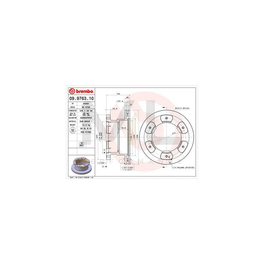 BREMBO 09.9763.10 Brake Disc for IVECO Daily Internally Vented | ML Performance Car Parts