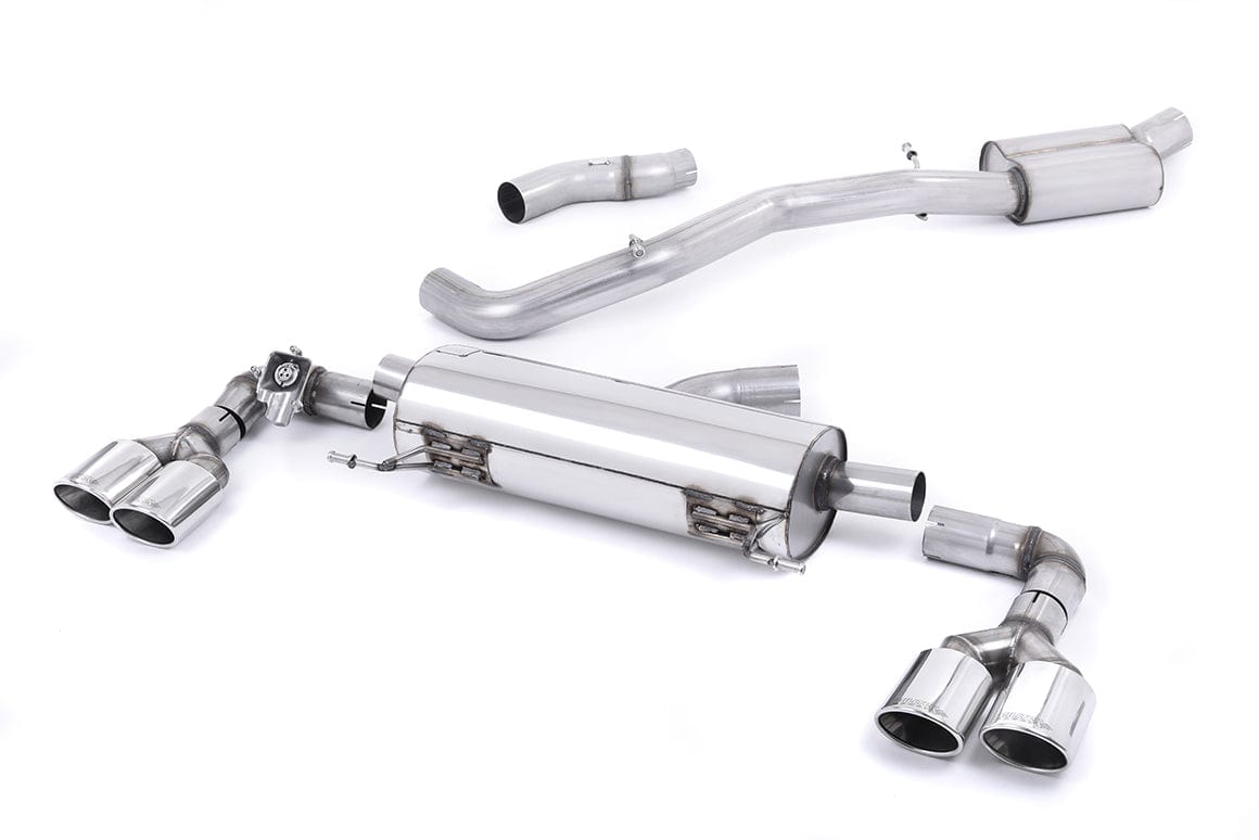 MillTek SSXAU487 Audi S1 Resonated Cat-Back Exhaust with Quad Polished Oval Tips - EC Approved