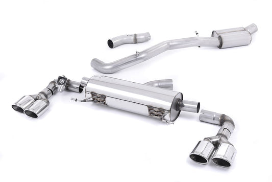 MillTek SSXAU487 Audi S1 Resonated Cat-Back Exhaust with Quad Polished Oval Tips - EC Approved