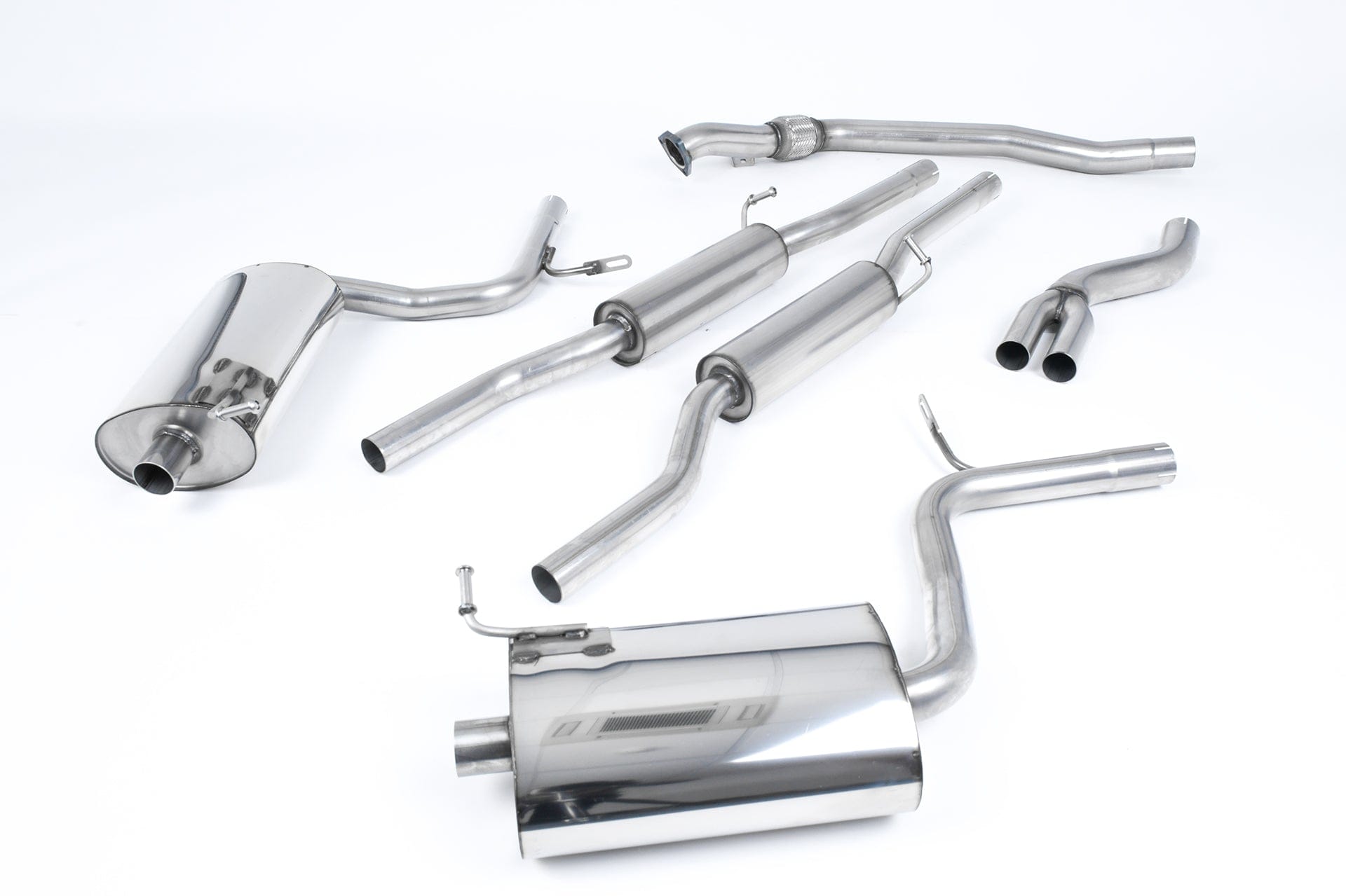 MillTek SSXAU514 Audi A4 Cat-Back Exhaust with 100mm GT100 Trims for Manual Models