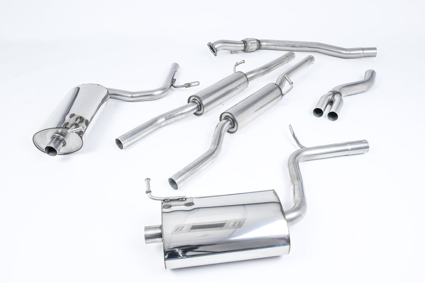 MillTek SSXAU512 Audi A4 Resonated Cat-Back Exhaust with 90mm GT-90 Detachable Trims