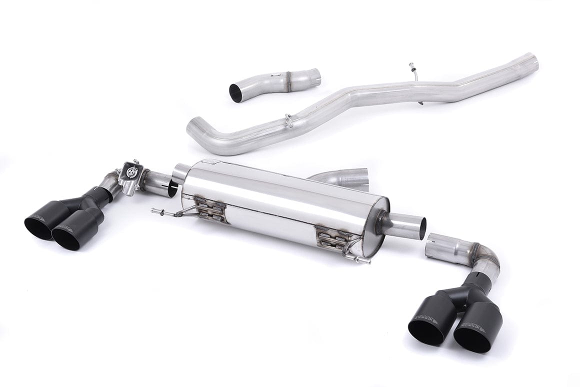 MillTek SSXAU494 Audi S1 Non-Resonated Cat-Back Exhaust with Quad Cerakote Black Round Tips