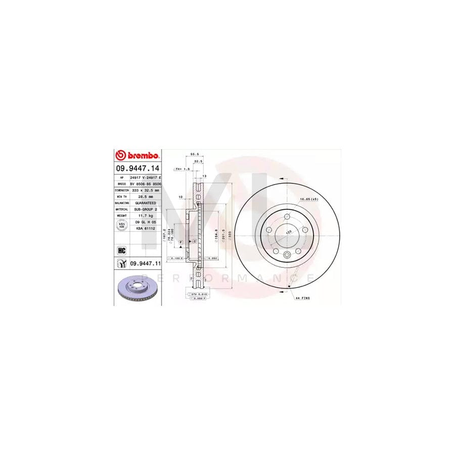 BREMBO COATED DISC LINE 09.9447.11 Brake Disc Internally Vented, Coated, High-carbon | ML Performance Car Parts