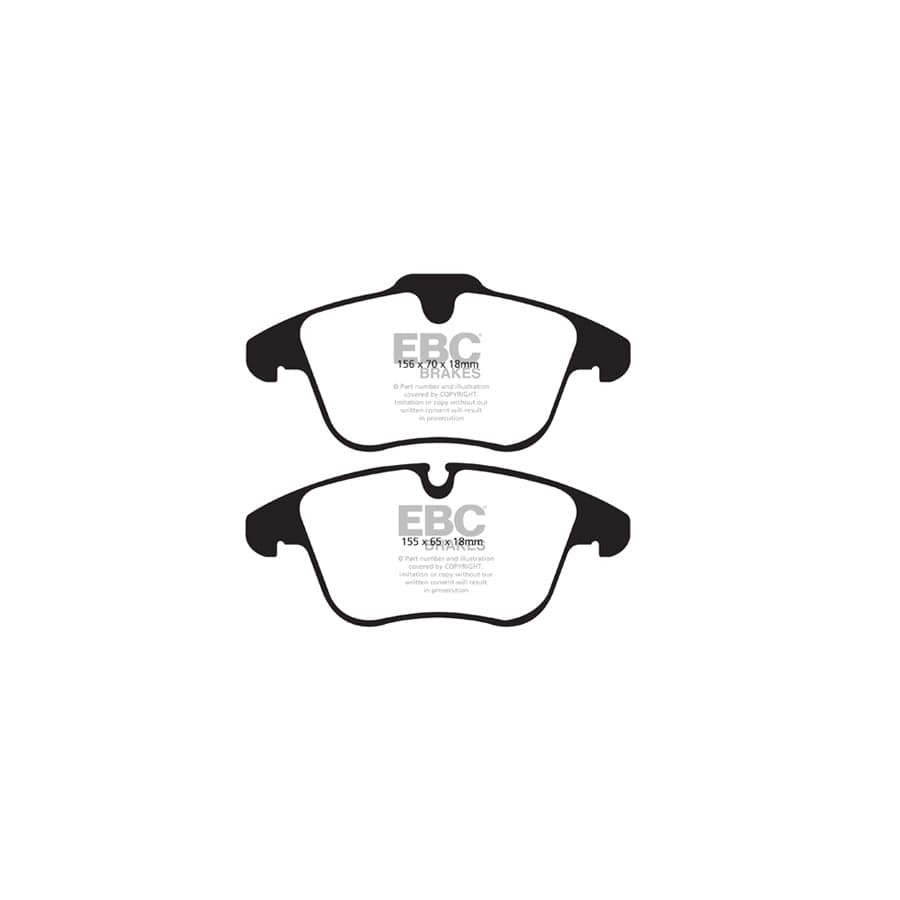 EBC PD02KF260 Jaguar Redstuff Front Brake Pad & Plain Disc Kit - ATE Caliper 2 | ML Performance UK Car Parts