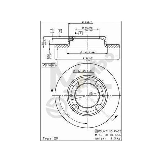 BREMBO 08.3854.10 Brake Disc for HONDA ACCORD Solid | ML Performance Car Parts
