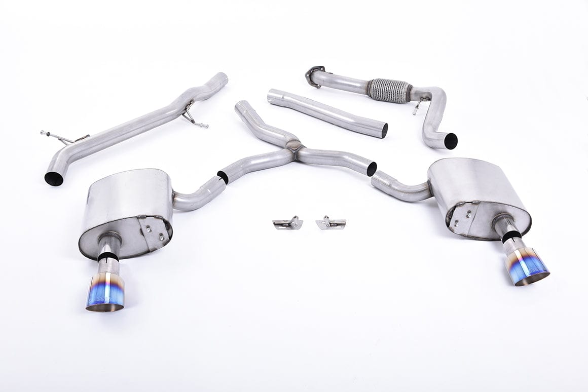 MillTek SSXAU618 Audi A4 Non-Resonated Cat-Back Exhaust with Dual GT-100 Burnt Titanium Trims