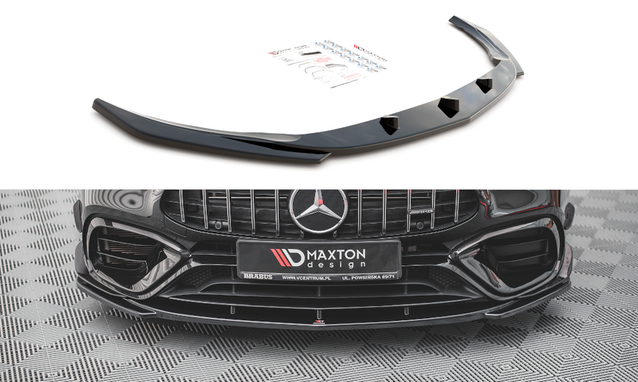 Maxton Design ME-CLA-118-45AMG-FD1T Front Splitter V.1 Mercedes Benz CLA 45 AMG Aero C118 | ML Performance UK Car Parts