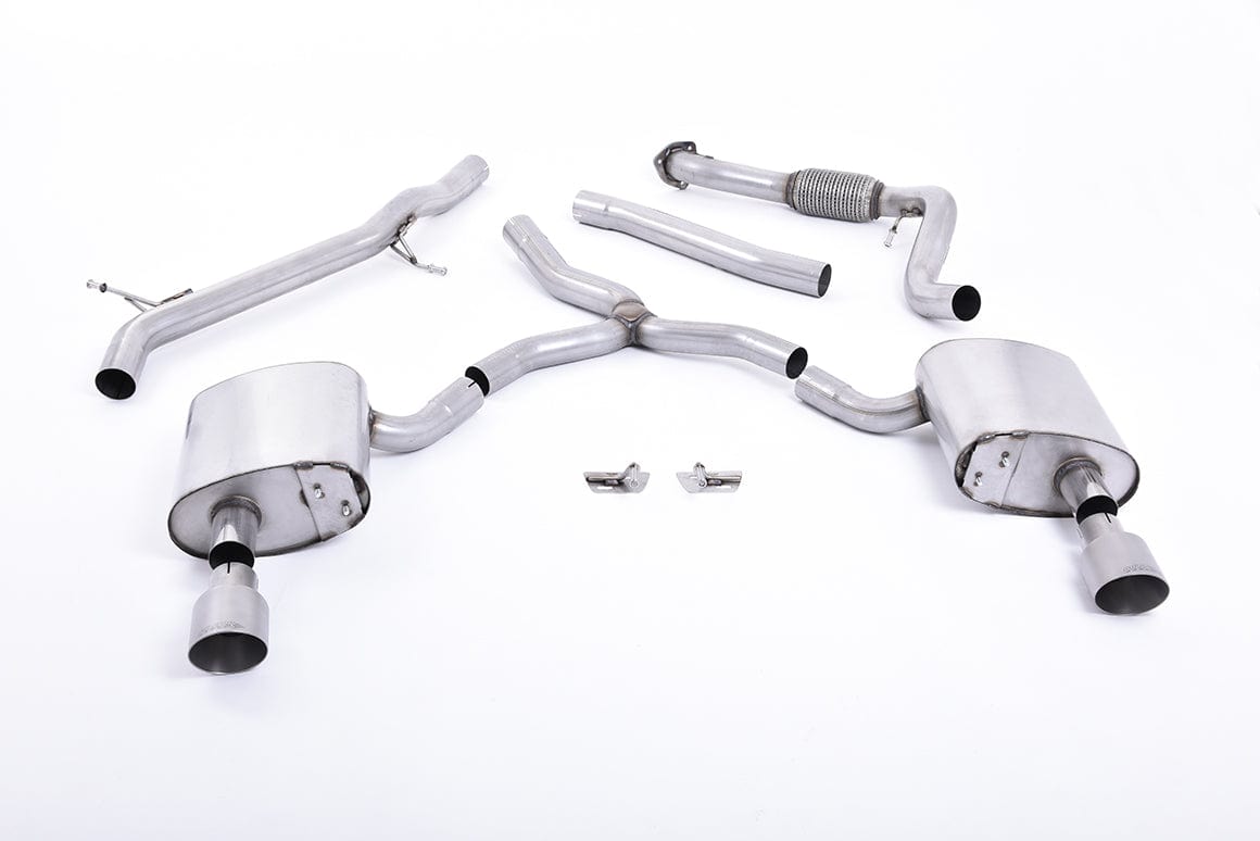 MillTek SSXAU617 Audi A4 Non-Resonated Cat-Back Exhaust with Dual GT-100 Titanium Trims