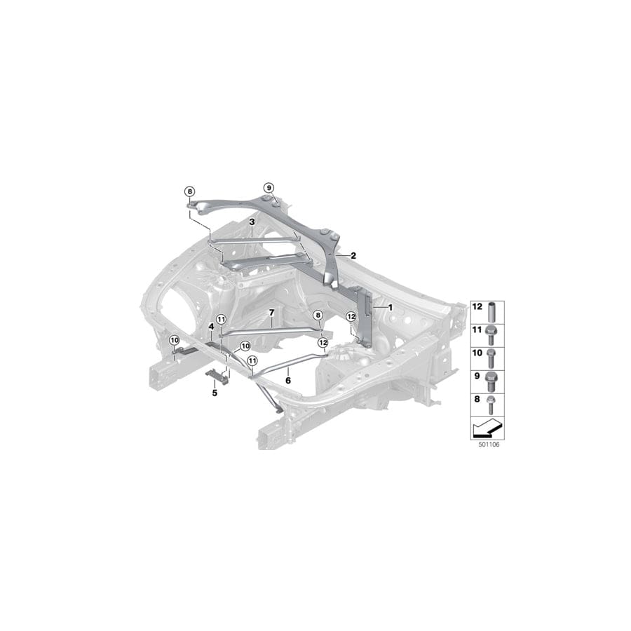 Genuine BMW 51617329869 G30 G31 Strut Tower Brace, Left (Inc. M550dX & M550iX) | ML Performance UK