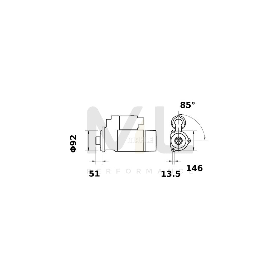 MAHLE ORIGINAL MS 409 Starter motor 12V 1,1kW, Teeth Quant.: 10 | ML Performance Car Parts