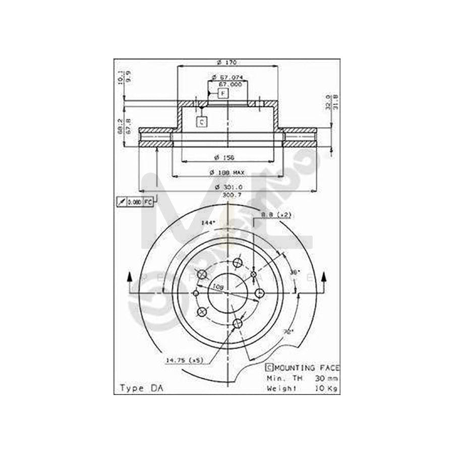 BREMBO 09.3036.10 Brake Disc for FERRARI 412i Internally Vented | ML Performance Car Parts