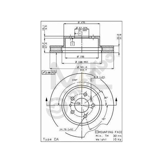 BREMBO 09.3036.10 Brake Disc for FERRARI 412i Internally Vented | ML Performance Car Parts