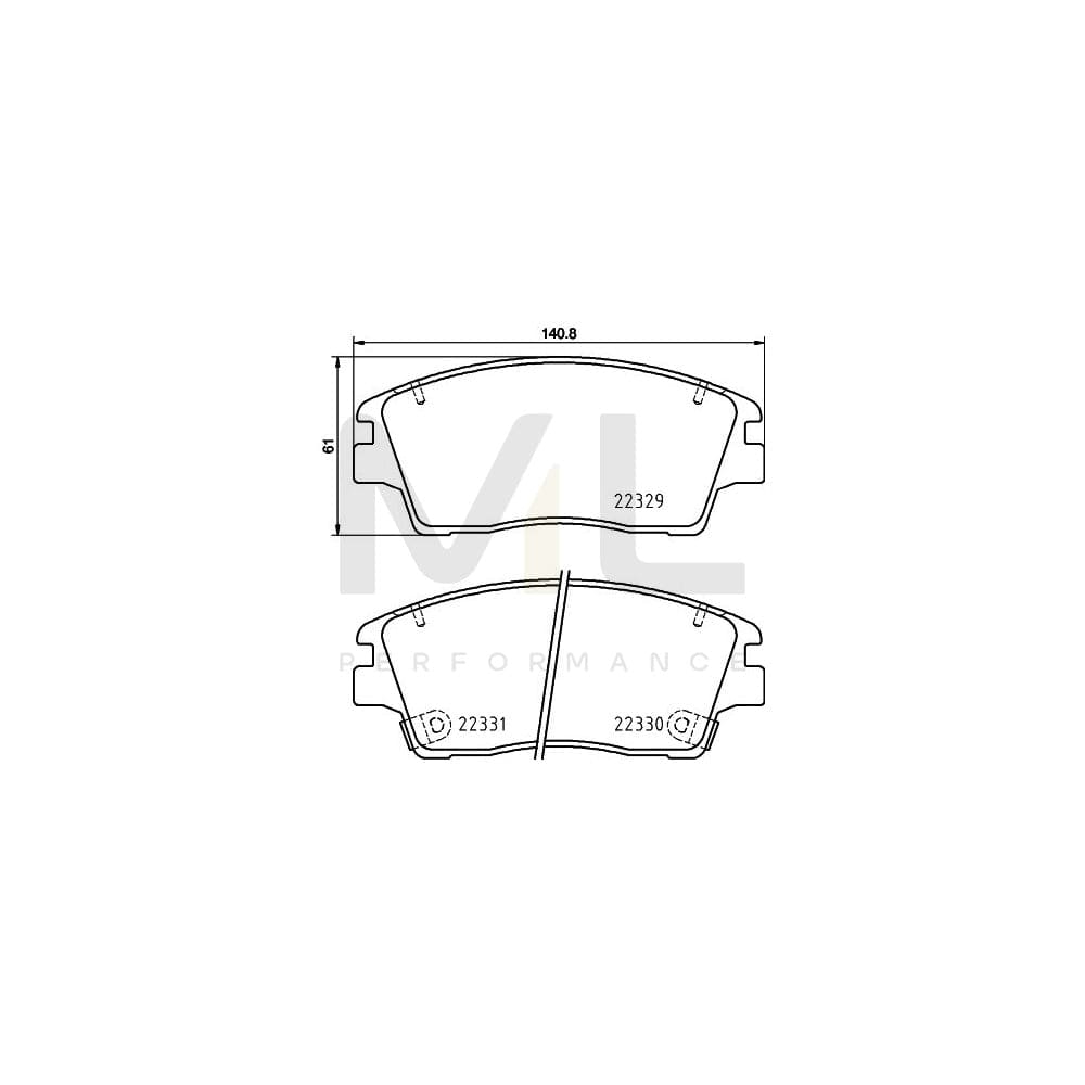 Hella 8DB 355 031-671 Brake Pad Set Incl. Wear Warning Contact, With Accessories | ML Performance Car Parts