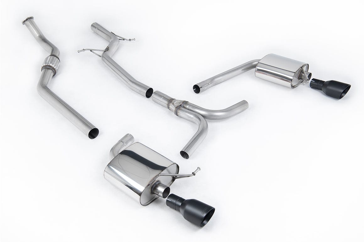 MillTek SSXAU633 Audi A4 Non-Resonated Cat-Back Exhaust with Cerakote Black Dual Outlet