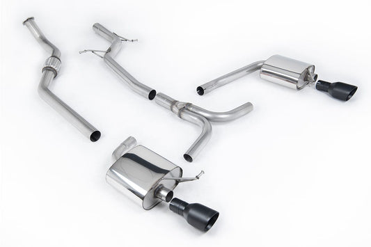 MillTek SSXAU633 Audi A4 Non-Resonated Cat-Back Exhaust with Cerakote Black Dual Outlet