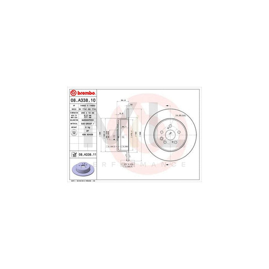 BREMBO COATED DISC LINE 08.A338.11 Brake Disc for TOYOTA AVENSIS Solid, Coated | ML Performance Car Parts