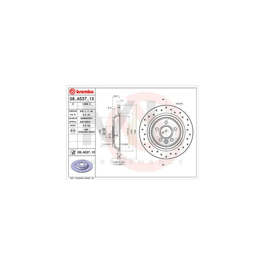 BREMBO 08.A537.1X Brake Disc Perforated, Solid, Coated | ML Performance Car Parts