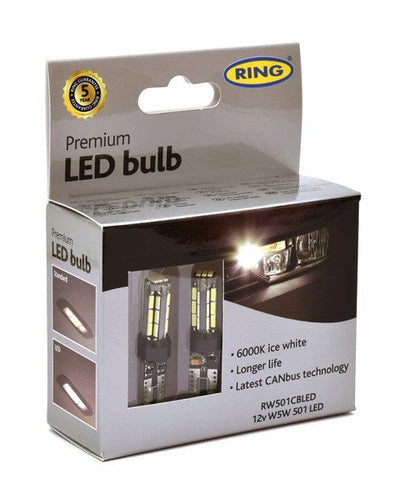 RING RW501CBLED 12V LED (501-W5W) 220lm 6000K Capless W2.1 x 9.5d Side & Tail/Interior | ML Performance
