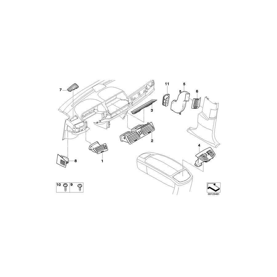 Genuine BMW 64227007225 E65 E66 E67 Fresh Air Grille, Left DARK SILVER (Inc. 745Li, 735i & 730i) | ML Performance UK