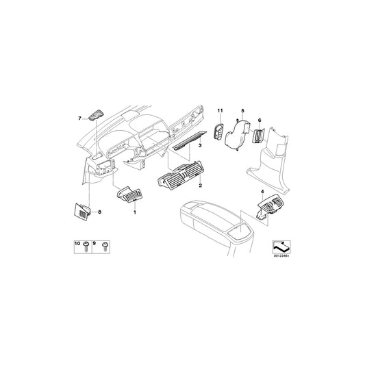 Genuine BMW 64227007225 E65 E66 E67 Fresh Air Grille, Left DARK SILVER (Inc. 745Li, 735i & 730i) | ML Performance UK