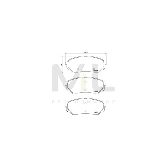 Brembo P 30 071 Brake Pad Set For Hyundai Ix55 (En) With Acoustic Wear Warning | ML Performance Car Parts