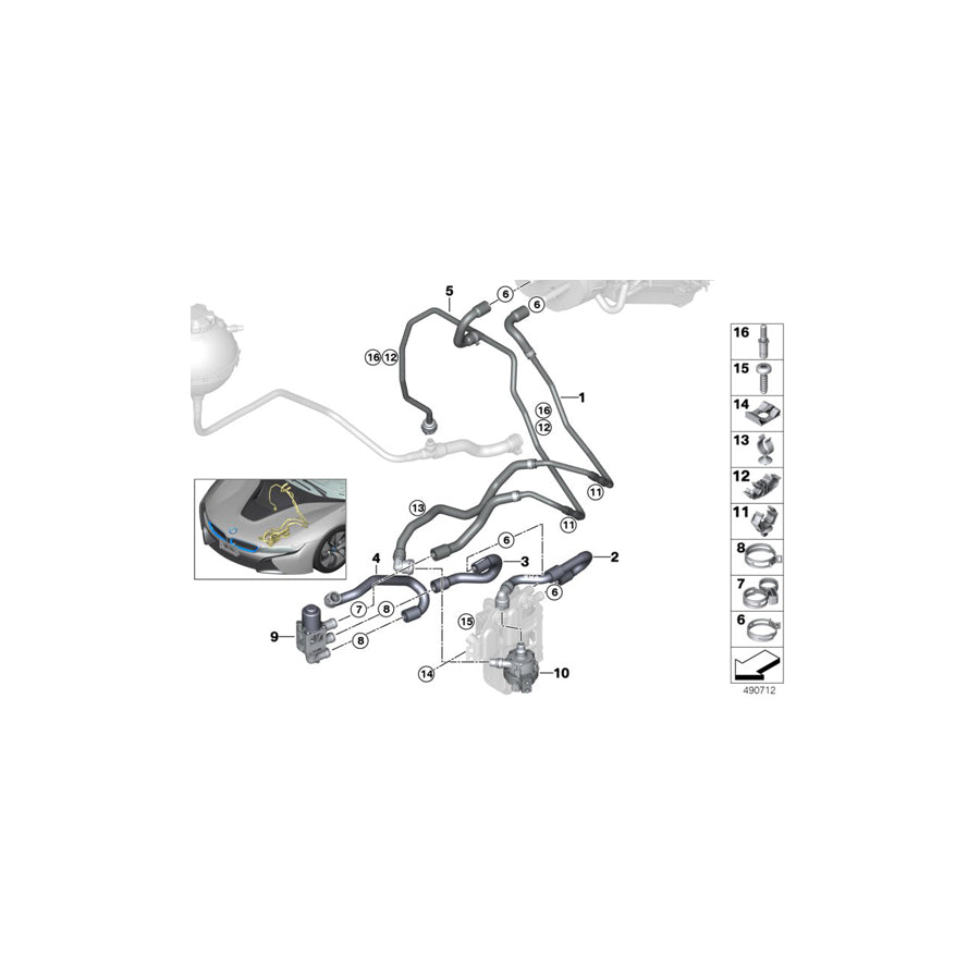 Genuine BMW 64216919372 I12 I15 Coolant Hose, Supply Switch valve - EDH (Inc. i8) | ML Performance UK