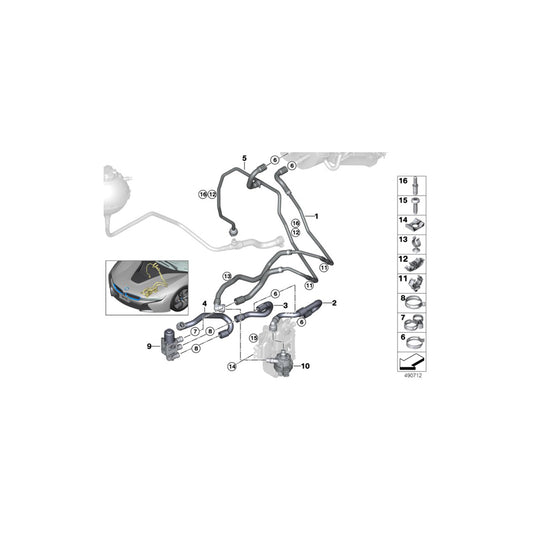 Genuine BMW 64216919372 I12 I15 Coolant Hose, Supply Switch valve - EDH (Inc. i8) | ML Performance UK