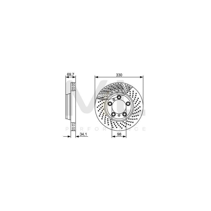 BOSCH 0 986 479 580 Brake Disc for PORSCHE 911 Perforated, Vented, Coated, Alloyed / High-carbon | ML Performance Car Parts