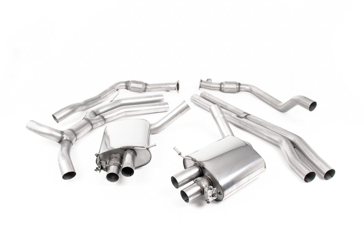 MillTek SSXAU808 Audi RS4 Road+ Cat-Back Exhaust with Burnt Titanium Oval Trims