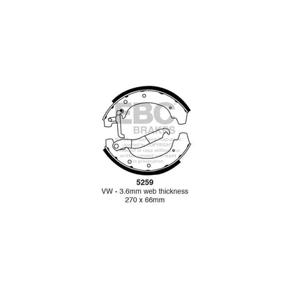 EBC 5259 VW LT Rear Brake Shoes 1 | ML Performance UK Car Parts