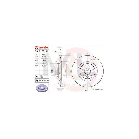 BREMBO COATED DISC LINE 09.C207.11 Brake Disc Internally Vented, Coated, High-carbon | ML Performance Car Parts