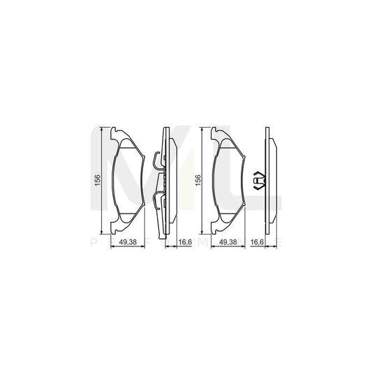 Bosch 0986494495 Brake Pad Set With Anti-Squeak Plate, With Piston Clip BP1424 | ML Performance Car Parts