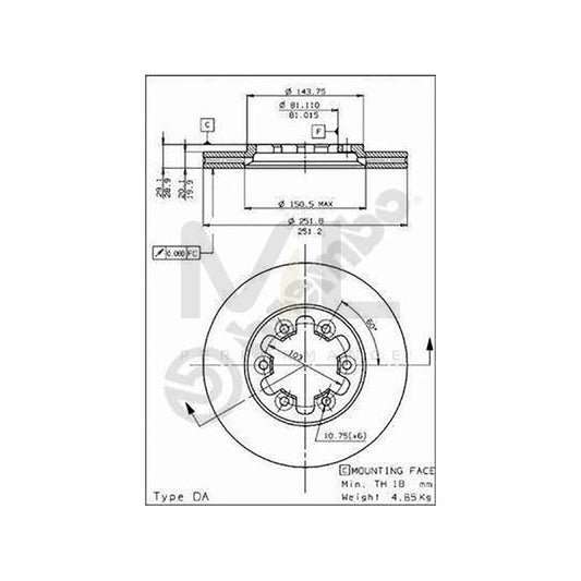 BREMBO 09.5232.10 Brake Disc for NISSAN URVAN Internally Vented | ML Performance Car Parts