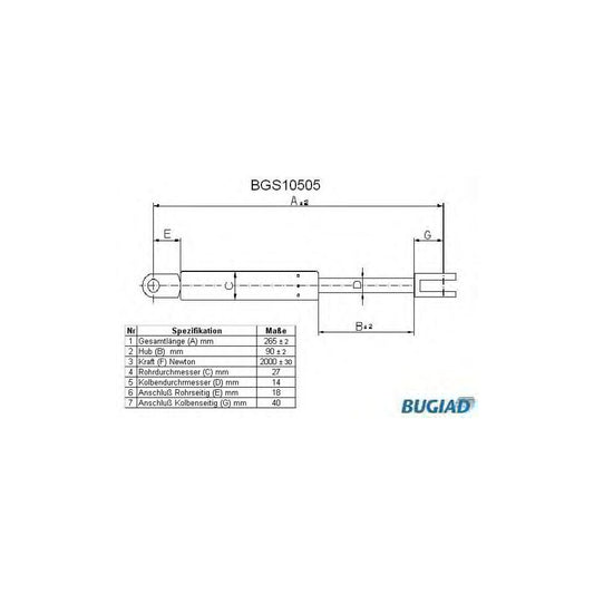 Bugiad BGS10505 Tailgate Strut Suitable For Mercedes-Benz W123 Estate (S123)