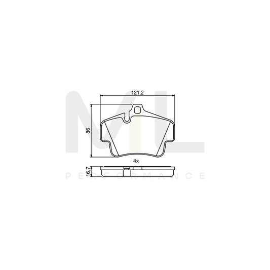 Bosch 0986494699 Brake Pad Set For Porsche Cayman (987) Front Axle, Rear Axle, With Anti-Squeak Plate BP1694 | ML Performance Car Parts