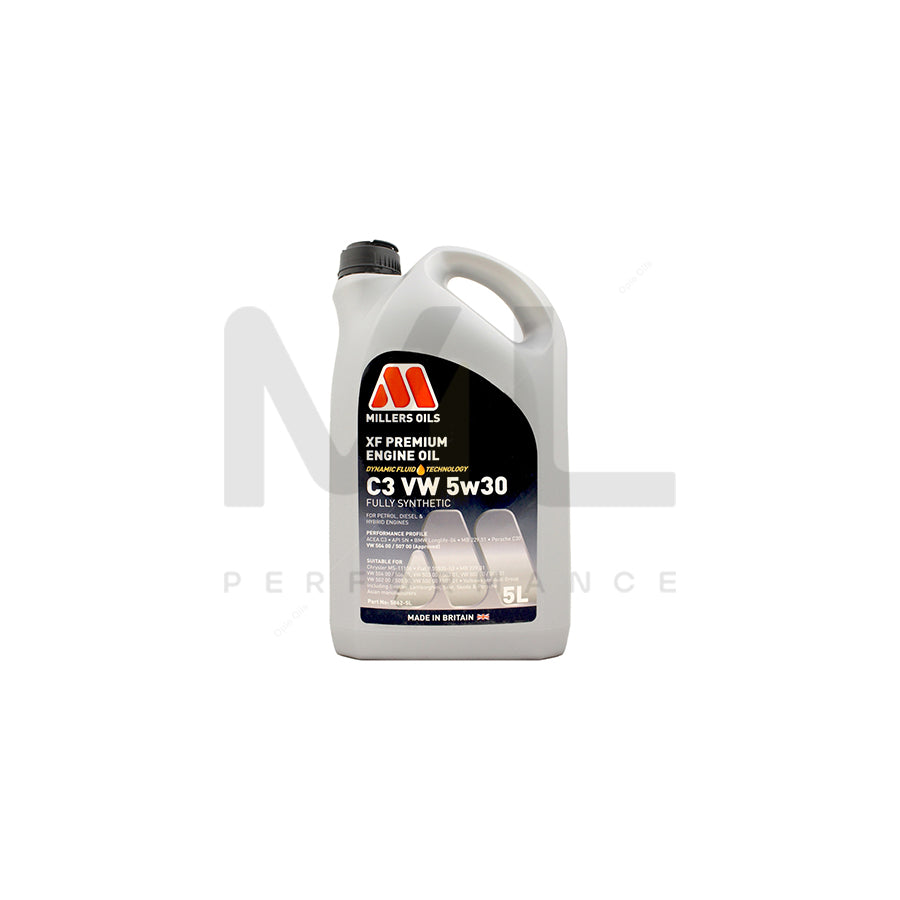 Millers Oils XF Premium C3 VW 5W-30 Fully Synthetic Engine Oil 5l | Engine Oil | ML Car Parts UK | ML Performance