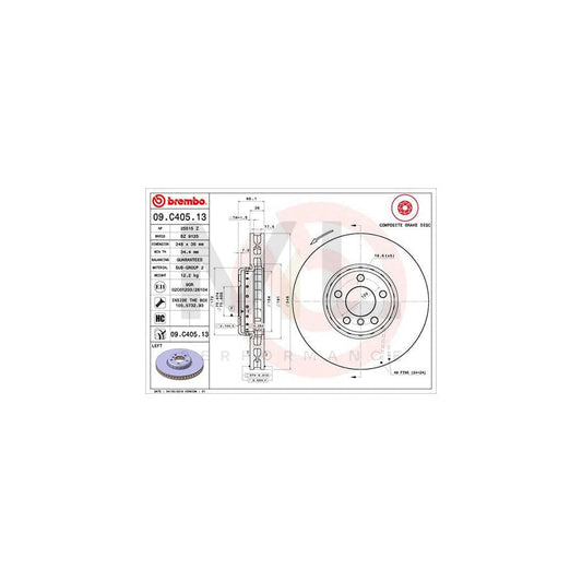 BREMBO TWO-PIECE DISCS LINE 09.C405.13 Brake Disc Internally Vented, Two-piece brake disc, Coated, High-carbon, with bolts/screws | ML Performance Car Parts