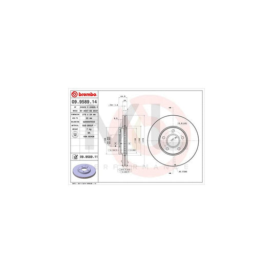 BREMBO COATED DISC LINE 09.9589.11 Brake Disc Internally Vented, Coated | ML Performance Car Parts
