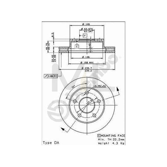 BREMBO 09.4914.40 Brake Disc for FORD P100 Mk2 Internally Vented | ML Performance Car Parts