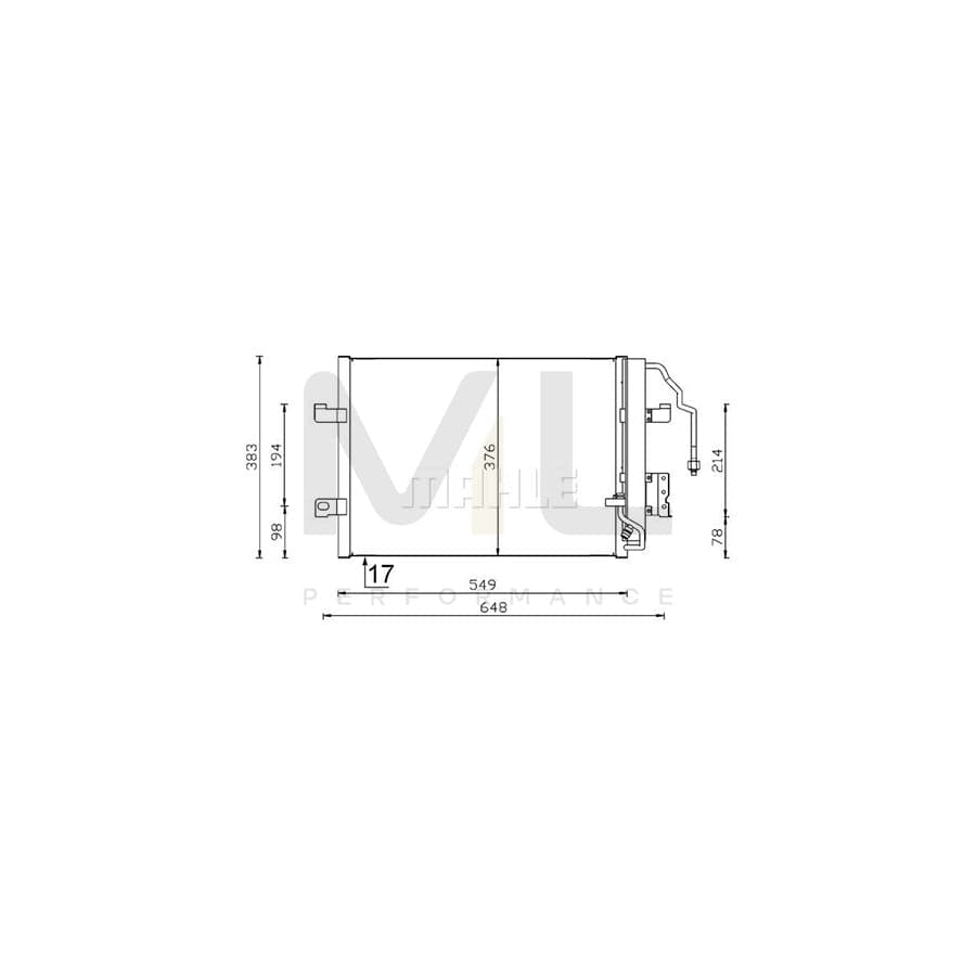 MAHLE ORIGINAL AC 348 000S Air conditioning condenser suitable for MERCEDES-BENZ A-Class (W168) without dryer | ML Performance Car Parts