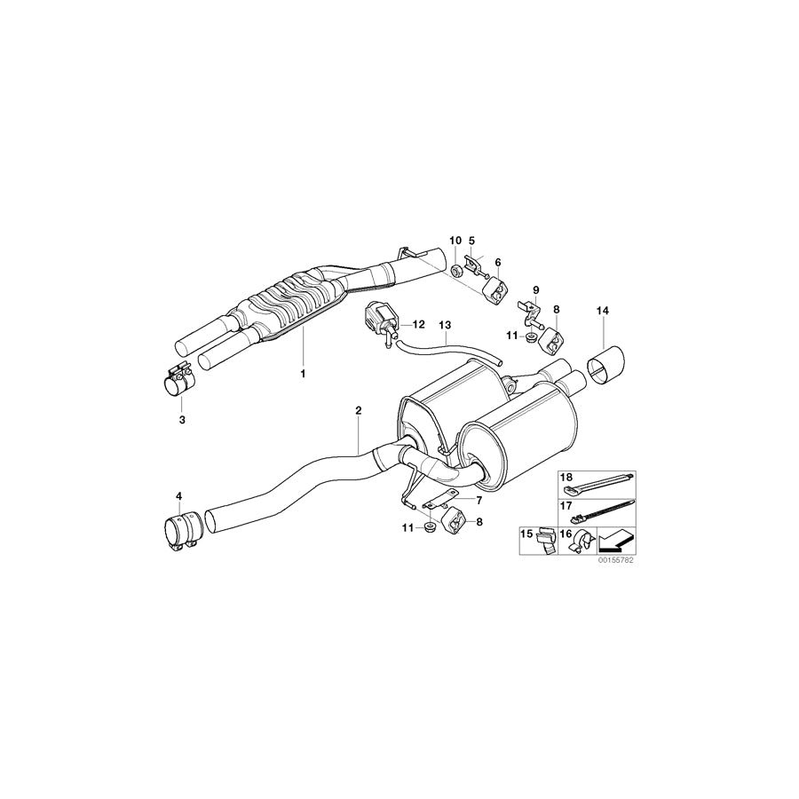 Genuine BMW 18307537330 E61 E60 Rear Muffler (Inc. 540i & 545i) | ML Performance UK