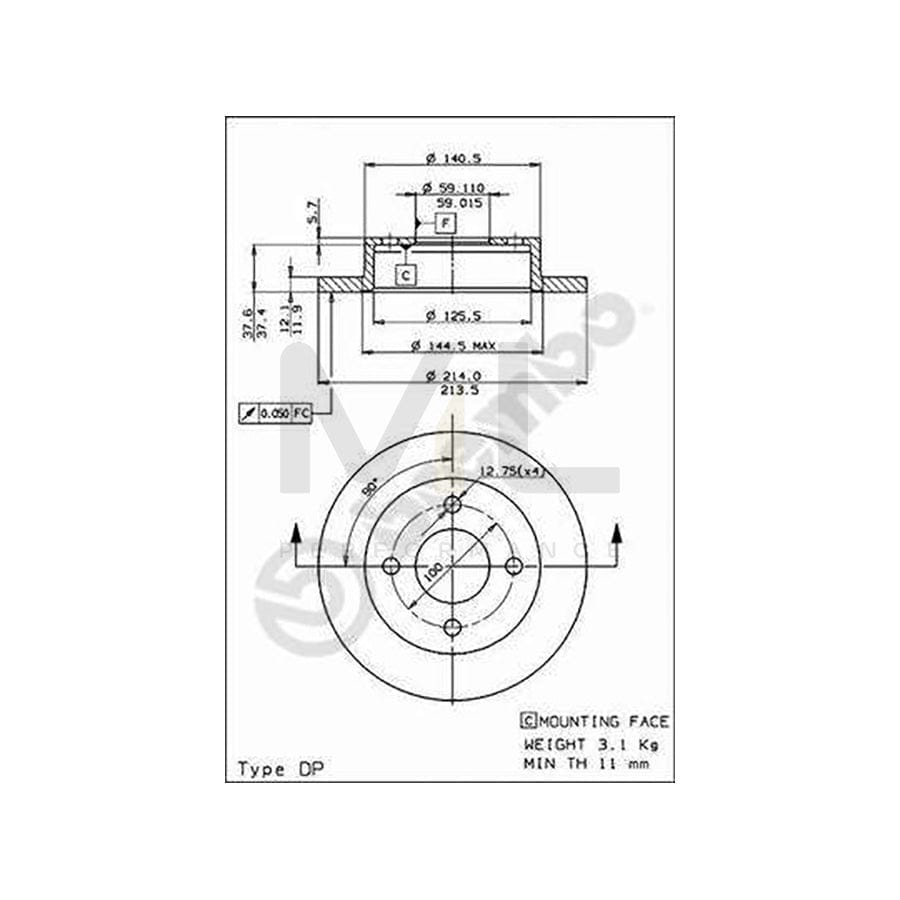 BREMBO 08.5131.10 Brake Disc for NISSAN Micra I Hatchback (K10) Solid | ML Performance Car Parts