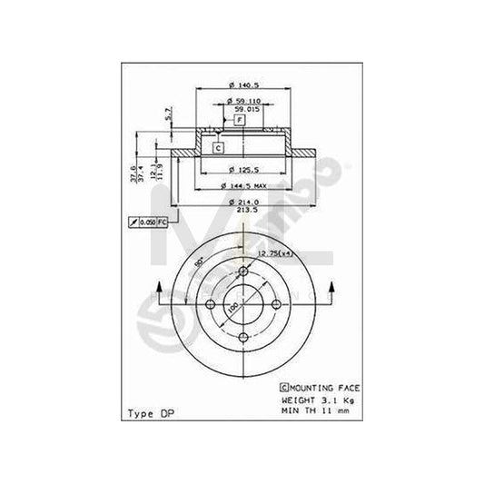 BREMBO 08.5131.10 Brake Disc for NISSAN Micra I Hatchback (K10) Solid | ML Performance Car Parts