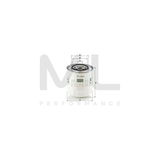 MANN-FILTER W 1130/3 Oil Filter Spin-on Filter, with one anti-return valve | ML Performance Car Parts
